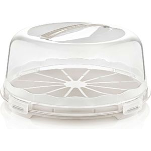 Taartdoos Rond Lichtgrijs - Taartbox - Vershouddoos - Transparant rond - 15 cm Hoog - BPA vrij - Met klikklep - Taartdoos