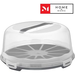 Taartdoos Rond Grijs - Taartbox - Vershouddoos - Transparant rond - 15 cm Hoog - BPA vrij - Met klikklep - Taartdoos