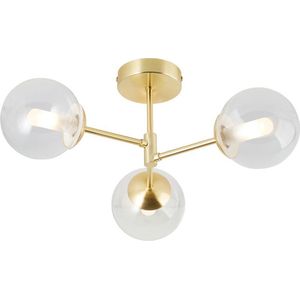 BRILLIANT lamp, Gitse plafondlamp 3-pits RVS, metaal/glas, 3x QT14, G9, 20W, pin base lampen (niet meegeleverd), A++