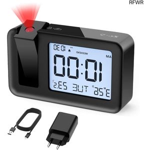 RFWR® Projectiewekker met Temperatuur en Datum voor Slaapkamer en Kantoor