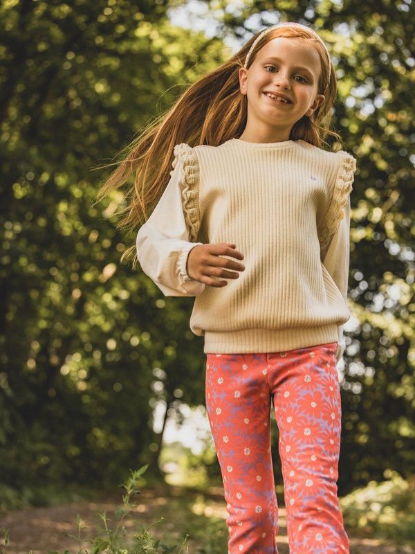 LOOXS Little 2601-7307-021 Meisjes Sweater - Maat 98 - Gebroken Wit van 95% Cotton 5% elastan