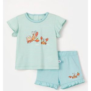 Woody pyjama baby - turquoise gestreept - hermietkreeft - 251-10-PSG-S/921 - maat 80