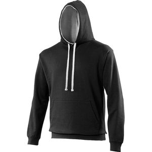 Awdis Varsity Hooded Sweatshirt / Hoodie (Jet Zwart / Heide Grijs)