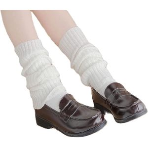 Beenwarmers - 1 Paar - Leg Warmers - Acrylvezel - Gebreide Warme Onderdelen Voor Bovenkant Van Schoen Tot Knie - Voor Vrouwen en Meisjes - 40cm - Wit