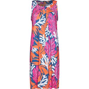 Pastunette Dames Jurk Coral Flower - Blauw / Roze - Viscose - Maat 52