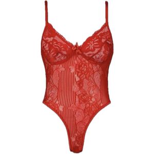 Lace body rood | S | lingerie bodysuit kant