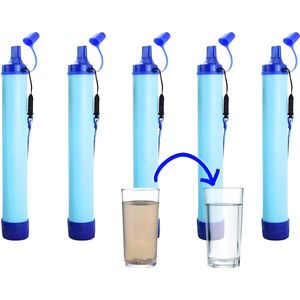 Waterfilters Survival - Set Van 5 - Waterfilter - Waterzuiveringsapparaten - Waterfiltersysteem - Waterfilter Noodpakket - Water Filter Straw - Voor Noodpakket En Noodsituaties - Waterzuiveraar - 7500L Totaal
