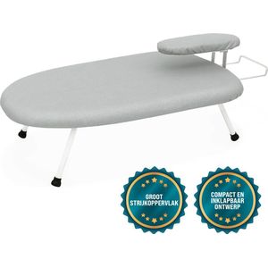 TTD® Strijkplank met Mouwplankje - Zonder Vouwlijn - Tafelstrijkplank Inklapbaar - Mini Strijkplank - Kleine Strijkplank