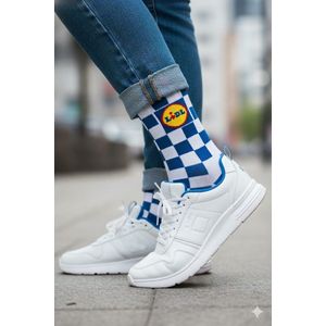 Lidl Sokken Heren 43-46 – sneaker Sportsokken Wit Blauw – Uniseks – Logo | Lidl fan | merchandise | supermarkt fan| limited |
