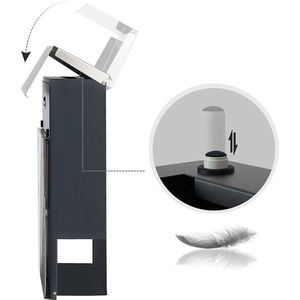 Brievenbus - Wandbrievenbus - Wandbrievenbus - Post-Maunted Brievenbus - Brievenbus Voor Brieven - Met Kijkvenster - Zilver Antraciet - 37 x 10,5 x 37 cm