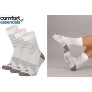 Comfort Essentials - Lage Compressie Sokken - 3 Paar - Wit - 39-42 - Enkelsokken - Korte Compressiekousen