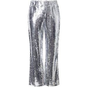 Angel of Style Angel of Style - Dames - Broek flared pijp pailletten omslag - Zilver - Maat 50