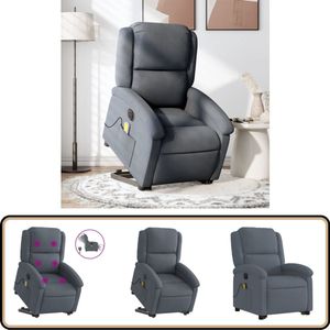 vidaXL Sta-op-massagestoel donkergrijs fluweel Elektrische Stoel - Massagerstoel - Sta Op Stoel - Fauteuil - Ergonomische Stoel