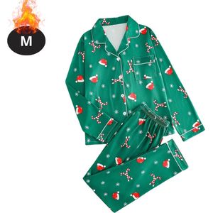 Livano Kerst Pyjama - Dames - Kerstpyjama - Vrouwen - Slaapkleding Volwassenen - Set - Broek - Shirt - Christmas - Groen - Maat M