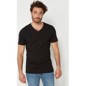 T-shirt SS V-neck 2-Pack Mannen - Zwart - Maat M