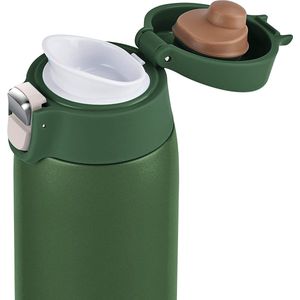 Travel Mug Light thermosbeker, inhoud: 0,4 l, extra slank formaat, lichtgewicht, roestvrij staal, inklapsluitsysteem, 100% dicht, 8 uur warm/16 uur koud, BPA-vrij, groen