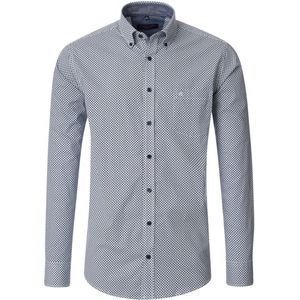 CASA MODA - Sport Casual Fit Overhemd - Blauw met Wit Dessin - Strijkvriendelijk