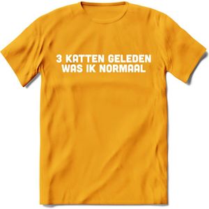3 Katten Geleden - Katten T-Shirt Kleding Cadeau | Dames - Heren - Unisex | Kat / Dieren shirt | Grappig Verjaardag kado | Tshirt Met Print | - Geel - XL