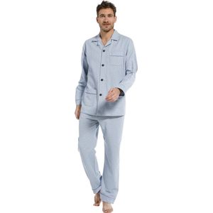 Robson Heren pyjama Flanelkatoen knoopsluiting 707-6  - 68  - Blauw