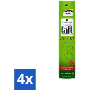Schwarzkopf - Taft - True Volume Haarspray - Mega Strong - Volumeboost & Fixatie - 250 ml - Voordeelverpakking - 4 stuks