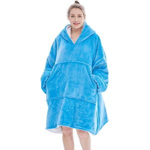 JAXY Hoodie Deken - Snuggie - Snuggle Hoodie - Fleece Deken Met Mouwen - 1450 gram - Hoodie Blanket - Black Friday 2023 - Sinterklaas - Sky Blue