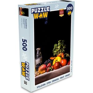 Puzzel Stilleven - Eten - Drinken - Fruit - Zwart - Legpuzzel - Puzzel 500 stukjes