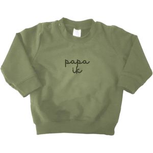 Sweater - Papa Ik - Olijfgroen - Maat 56 - Mini&Co.