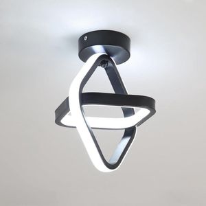 Goeco plafondlamp - 22*25cm - Klein - LED - 22W - 6500K - koel wit licht - zwarte - voor gang, balkon