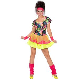 Wilbers & Wilbers - Jaren 80 & 90 Kostuum - Daverende Disco Girl Jaren 80 - Vrouw - Geel - Maat 36 - Carnavalskleding - Verkleedkleding