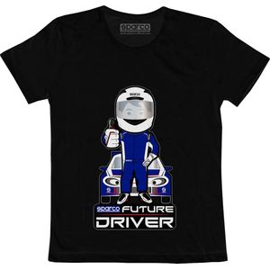 Sparco Kids Future Racer - T-shirt voor kinderen van 5-6 jaar - 100% Biologisch Katoen - Wit