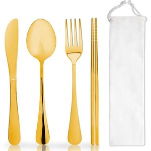 1 set Reisbestek , draagbare bestekset voor op het werk, herbruikbare reisbestekset van roestvrij staal, vork- en lepelset voor kamperen en picknicken, gadgets