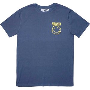 Nirvana - Mini Happy Face Heren T-shirt - M - Blauw