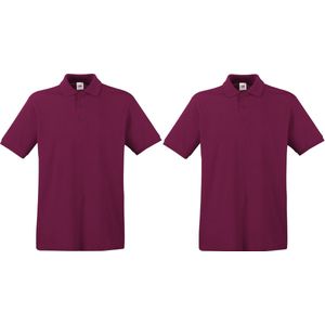 2-Pack maat 2XL bordeaux rode polo shirt premium van katoen voor heren - Polo t-shirts voor heren