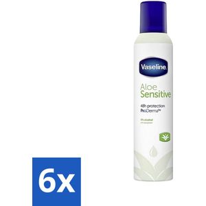 Vaseline - Aloe Sensitive - Deospray - Zacht voor de Huid - 250 ml - Voordeelverpakking - 6 stuks