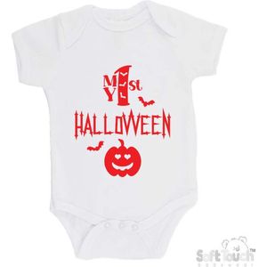 100% katoenen Romper ""My 1st Halloween"" Unisex Eerste Halloween First Halloween Scary Wit/rood Maat 56/62