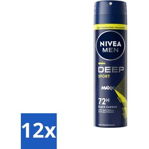 NIVEA MEN - Deodorant Spray - Deep Sport - 150 ml - Voordeelverpakking - 12 stuks