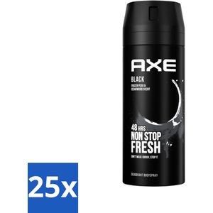 25 x Axe Deodorant Bodyspray Black 150 ml - Aluminiumvrij Deodorant - Mannen Deodorant