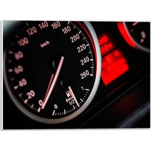 PVC Schuimplaat - Snelheidsmeter van Auto - 40x30 cm Foto op PVC Schuimplaat (Met Ophangsysteem)