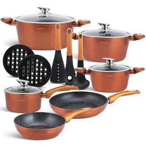 Edënbërg Copper Line -15-delige Luxe Pannenset van Gesmeed Aluminium
