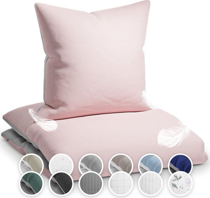 sleepwise - Soft Wonder-Edition - Beddengoed - Lichtgrijs/Roze - 135x200 cm