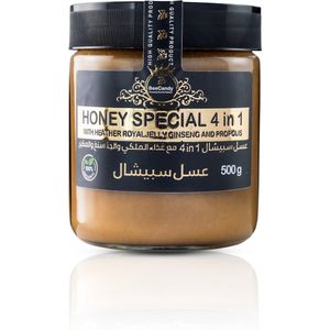 Honing Speciaal 4 in 1 500g – met koninginnengelei, ginseng, propolis en royalheide