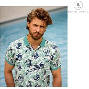 Polo 3038 groen blad print KM Chris Cayne - maat M