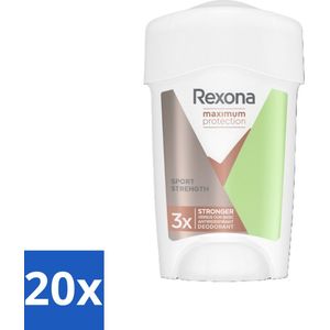 Rexona Women - Deodorant Cream Stick - Maximum Protection Sport Strength - Extra Sterk - 45 ml - Bulkverpakking - 20 stuks