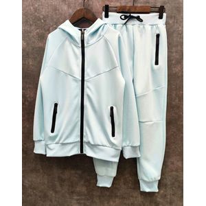 Joggingpak Kind – Vest met Capuchon + Broek – Trainingspak – Maat 98/104 – Jongens & Meisjes – Kleur Zacht blauw Sky Blue – Hele Jaar Draagbaar - Topkwaliteit