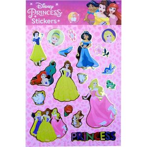 Disney Princess - 6 x stickervel - glitters - goud - knutselen - creatief - prinsessen - sinterklaas - schoen kado - cadeau