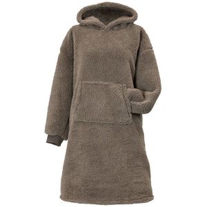 Unique Living Oversized Teddy Fleece Hoodie Long Taupe