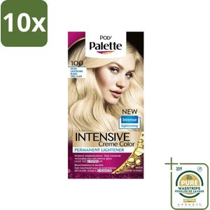 10 x Poly Palette - Haarverf - Extra Licht Blond 100 - 115ml - Grootverpakking - Haarverf - Extra Licht Blond - Oplichten - Blond - Crèmekleuring