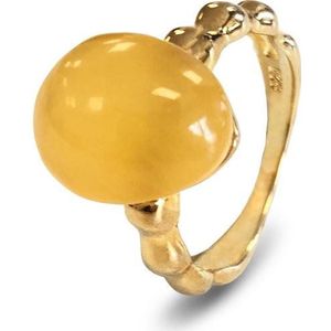 Silventi 9SIL-21138-54 Zilveren Ring - Dames - Oranje Calciet - Edelsteen - Maat 54 - Gold Plated (Verguld / Goud op Zilver)