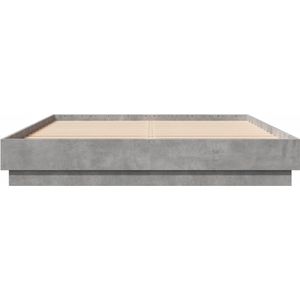 vidaXL - Bedframe - bewerkt - hout - betongrijs - 160x200 - cm