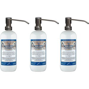 Handzeep Hamam 1 liter - set van 3 stuks - met gratis RVS zilverkleurige pomp - Voordeelverpakking